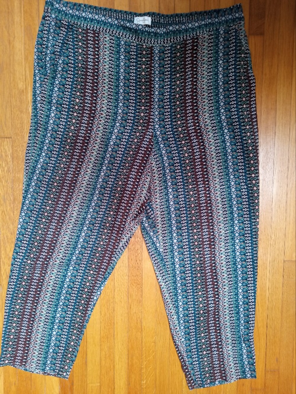 Jessica Simpson Lightweight Pants in Teal and Burgundy